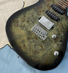 Exotic Burl Grain Electric Guitar Green Black Burst ,rosewood fingerboard