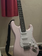 Donner DST-80 Electric Guitar Pink Wood Grain SSS Pickup With Amp & Accessories