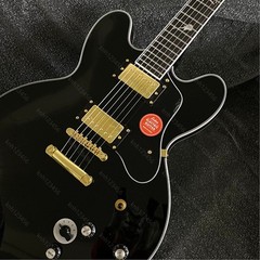 Gloss Black Solid Body Electric Guitar Dual Humbucker Gold Hardware Free Ship