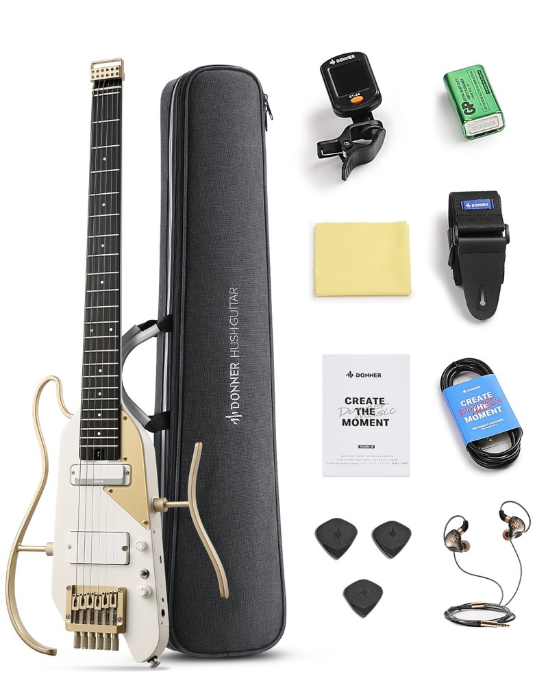 🎸 Donner HUSH X PRO Electric Guitar Bundle H-S Pickups | Platinum