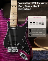 Donner DST-95 Electric Guitar Kit With Amp Solid Body Full Size | Violet Purple