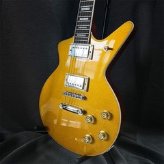 No brand, no logo 22-fret electric guitar, gold glitter finish, solid wood,
