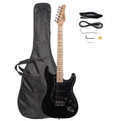 Glarry GST Basswood Electric Guitar Kit 6 String for Beginner W/Bag Black