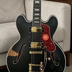 Ledux ES-355 Semi-hollow Electric Guitar Stainless Rounded Fret Edge Bone Nut