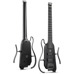 Donner HUSH-X Headless Electric Guitar H-S Pickup Mahogany Solid Body | Black